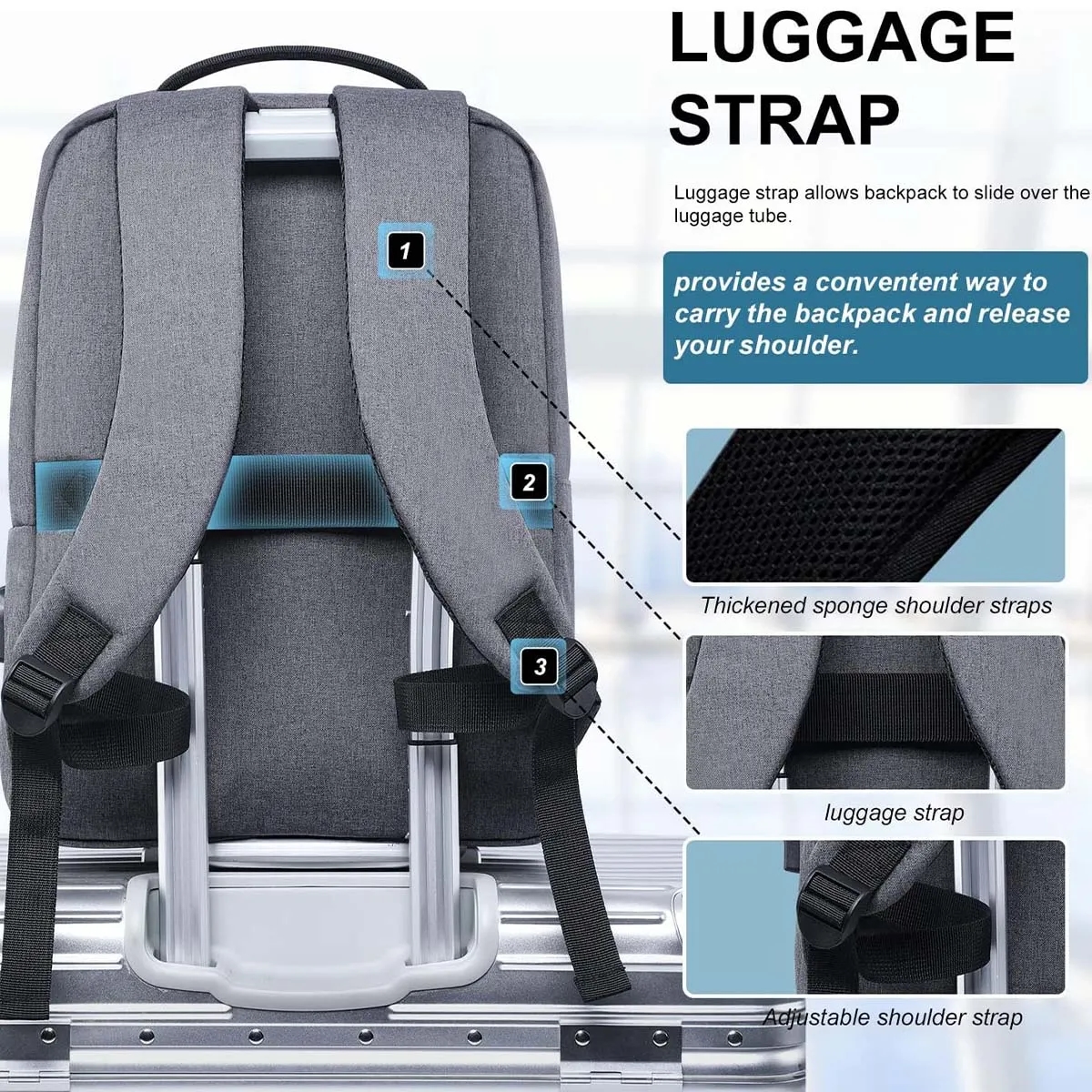 Function Water Resistant USB Charging Port Laptop Backpack 3