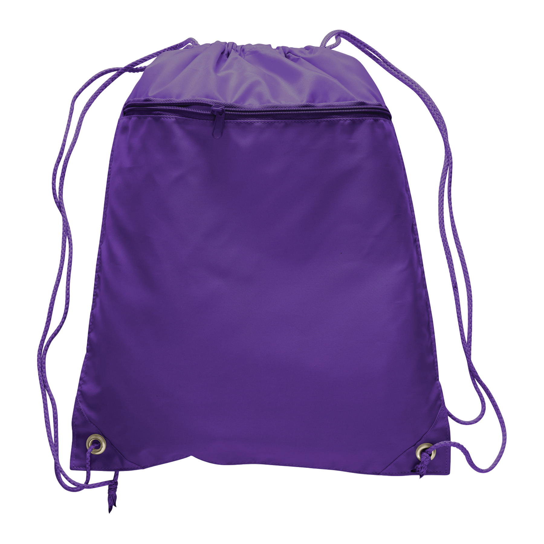 Polyester Drawstring Backpack w/ Front Pocket 16