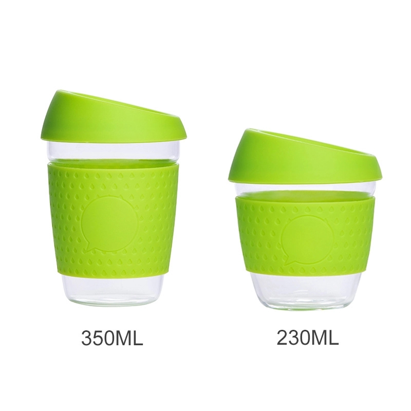 Reusable Glass Coffee Mug Travel Cup with Spill Proof Lid 10