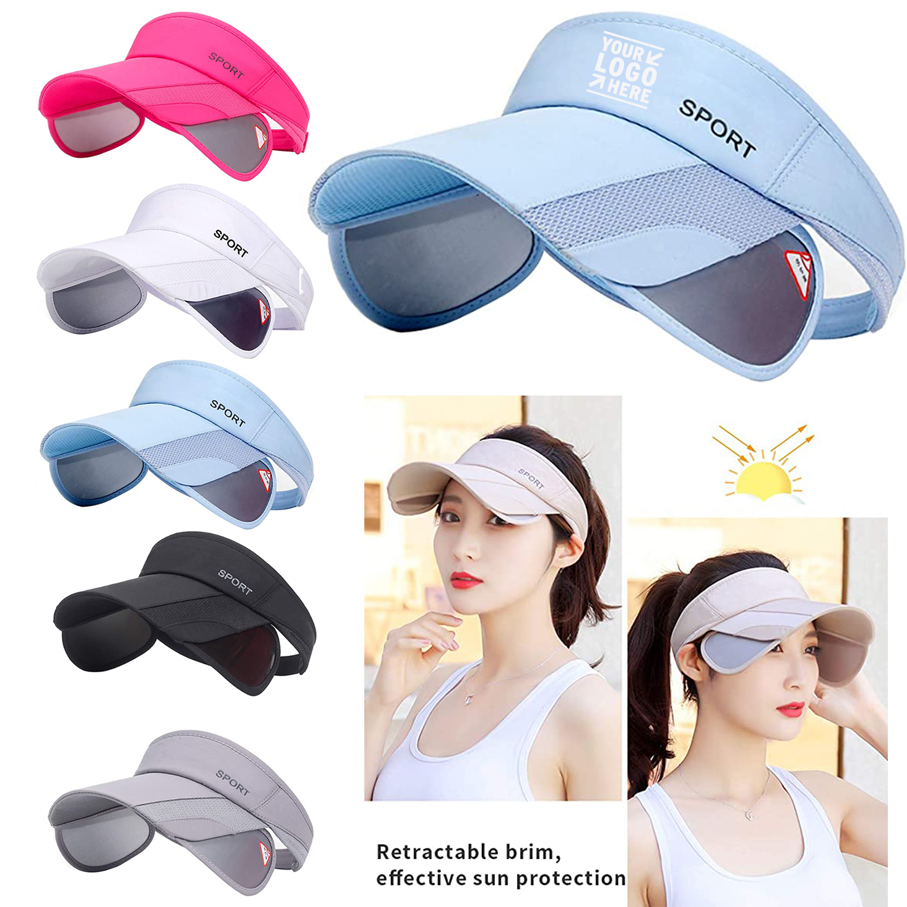 Women Adjustable Golf Cap with Retractable Brim 2