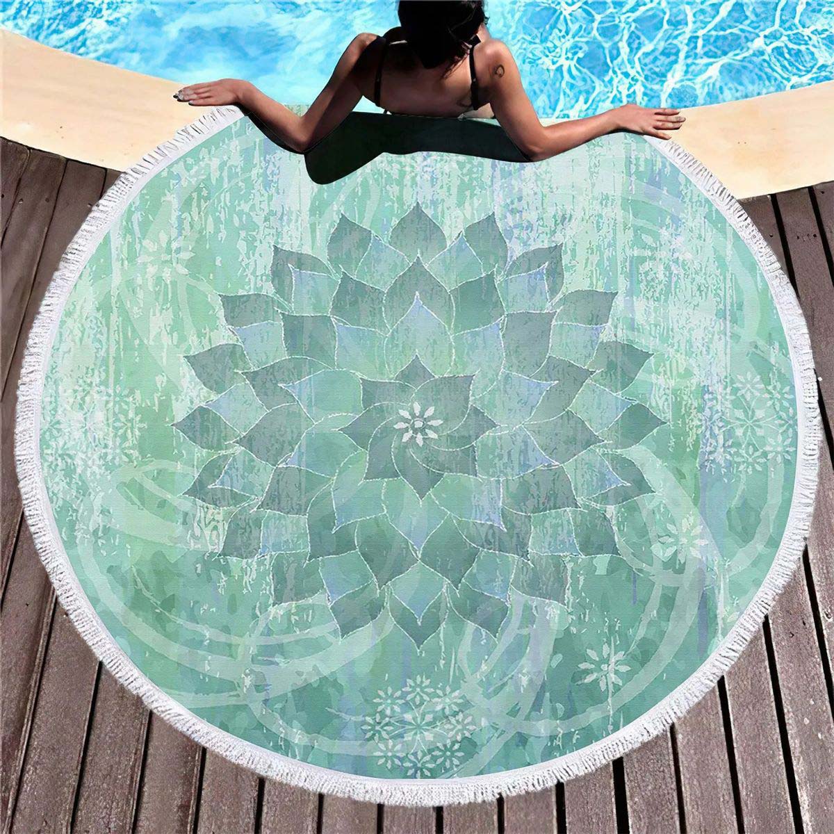 Soft Round Beach Towel with Quick Dry Microfiber 7