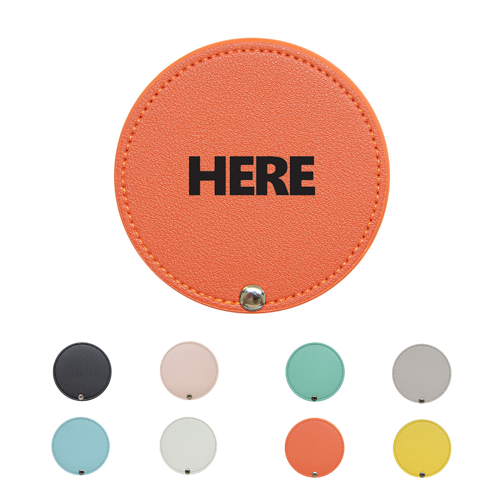 Round Leather Makeup Mirror 2