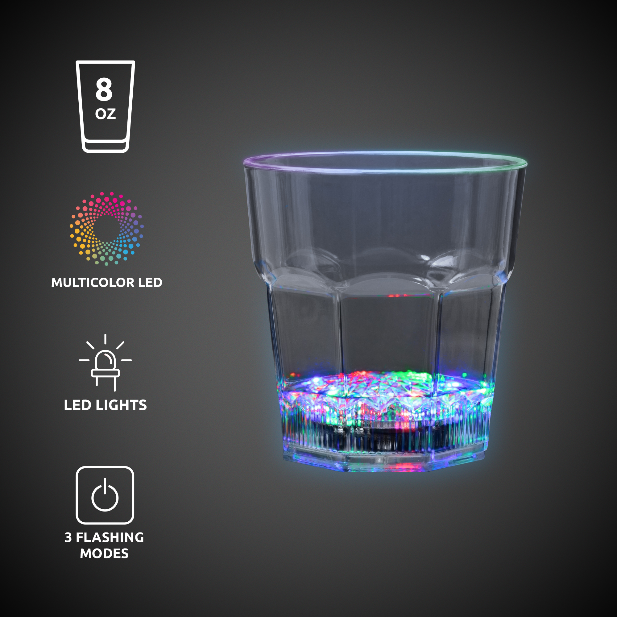 8 oz. Light Up LED Rocks Glass 16
