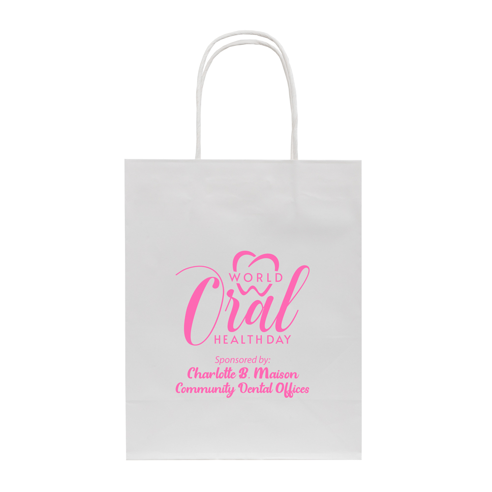 J- Fold White Kraft Shopping Bag