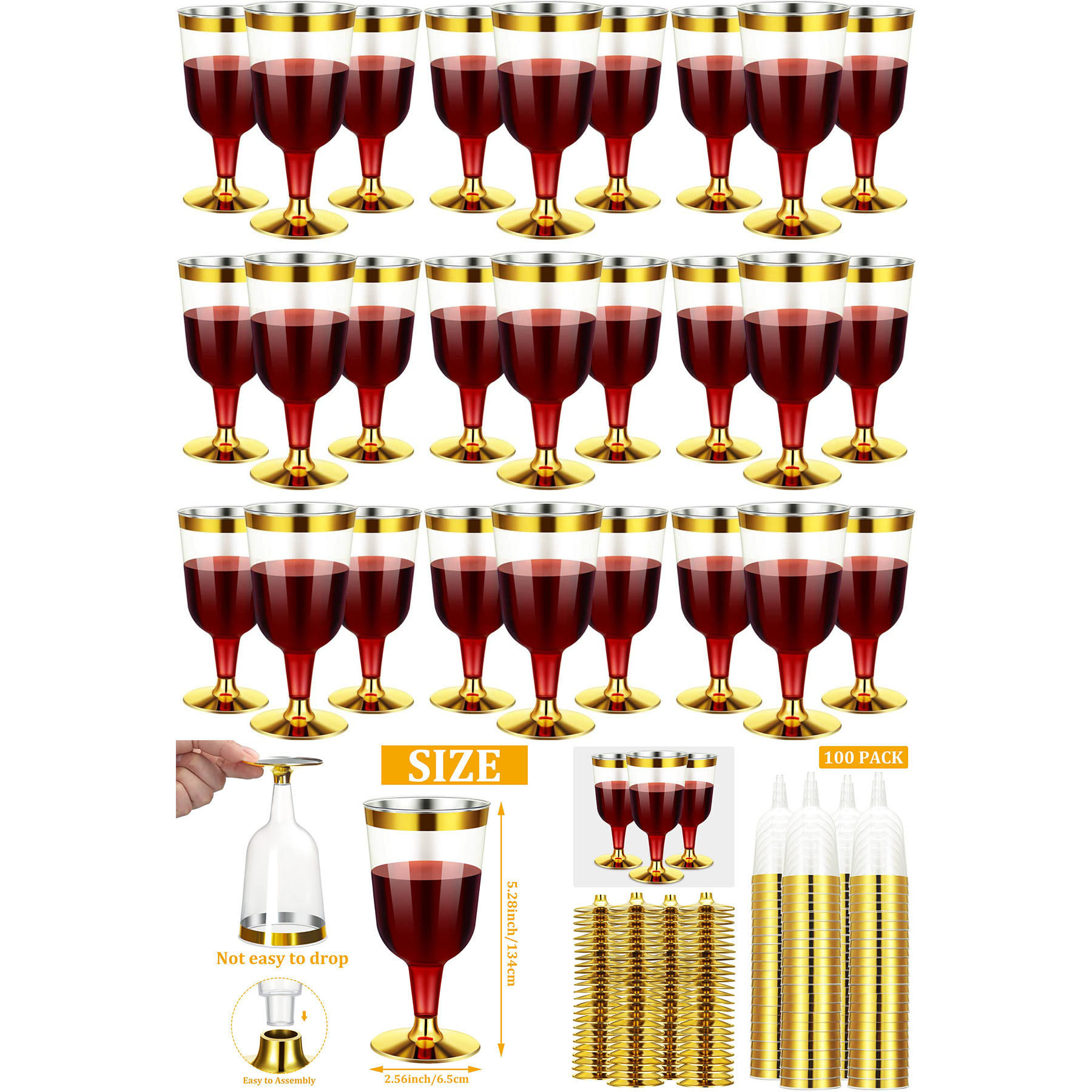 Gold Rimmed Disposable Wine Glasses 2