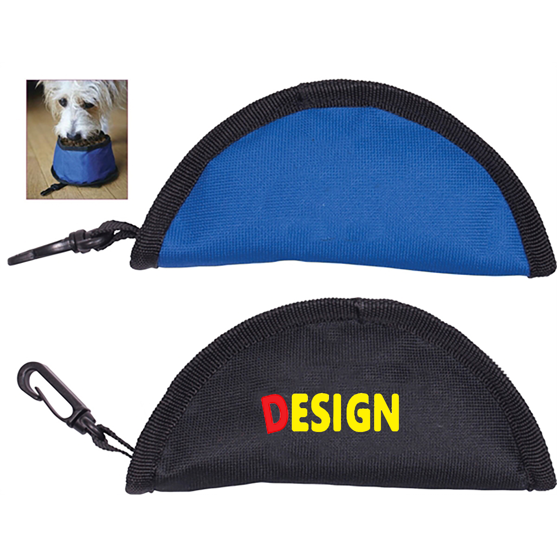 Waterproof Collapsible Oxford Travel Pet Bowl with Zipper 1