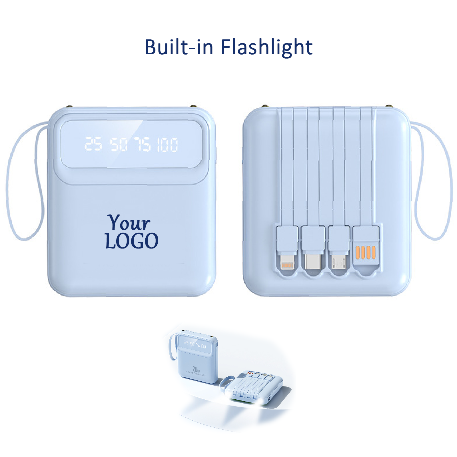 Flashlight Phone Charger Screen-Display Wireless  3