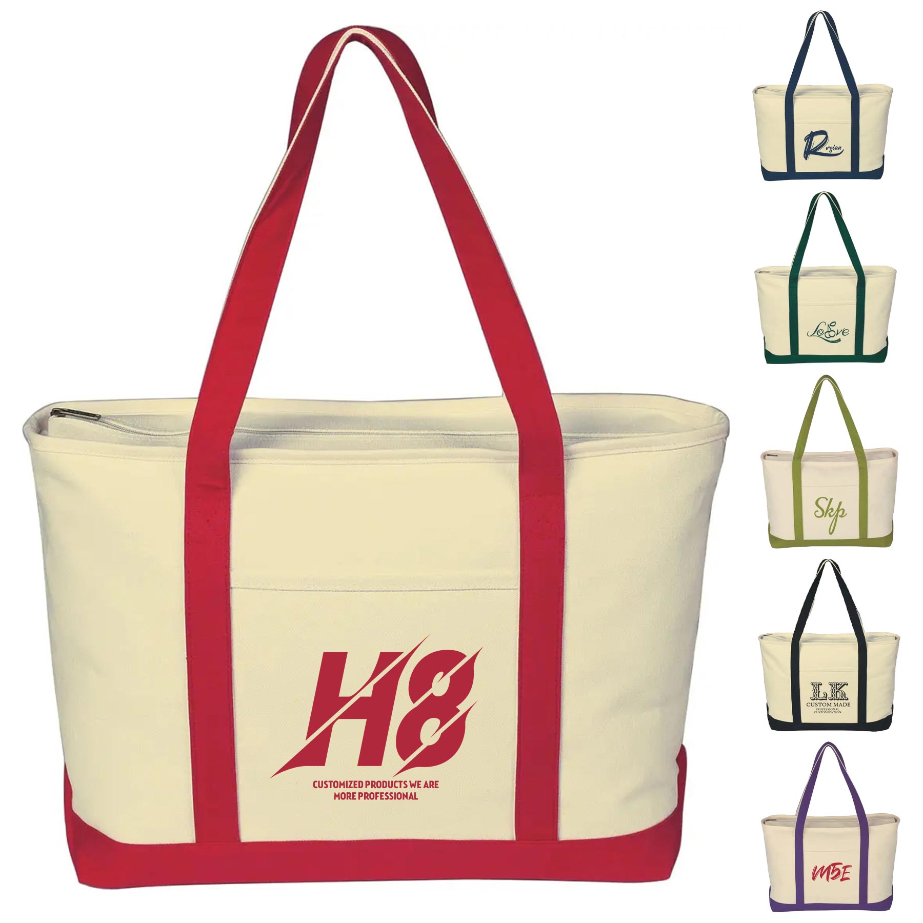 Large Heavy Cotton Canvas Boat Tote Bags, custom tote bag with logo imprint 1