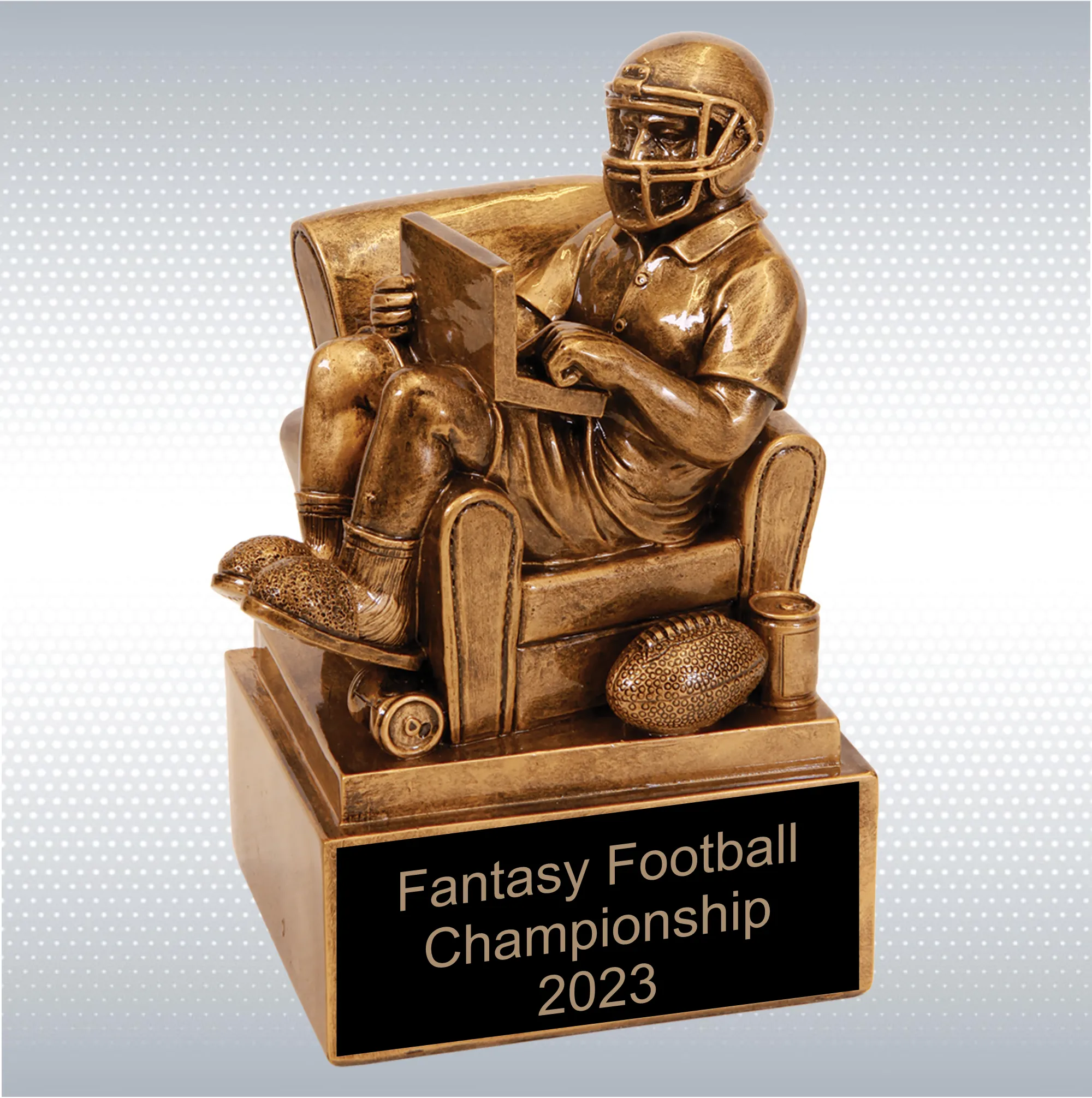 Antique Gold Fantasy Football Man in Chair