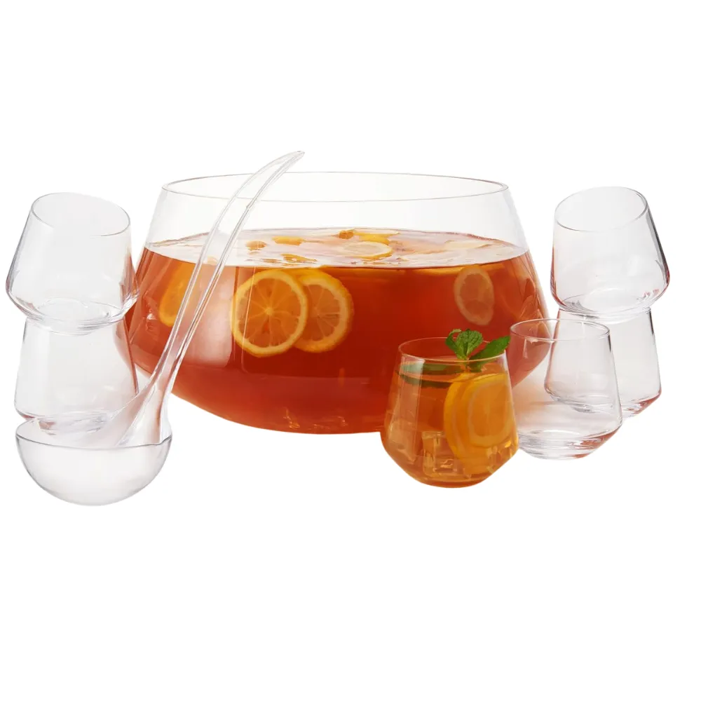 8-Piece Punch Bowl Set with Acrylic Ladle 3
