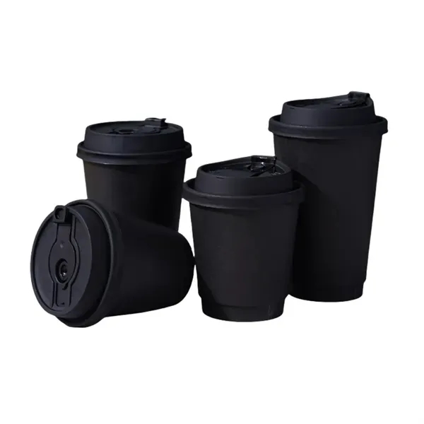 12 oz Eco-Friendly Disposable Paper Cups with Lids 3