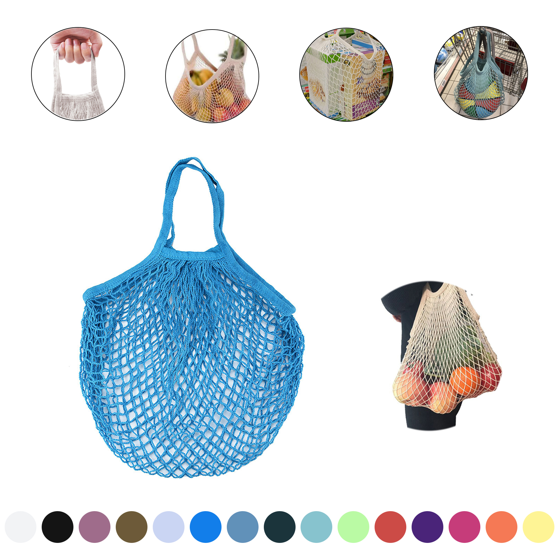 Portable Reusable Mesh Grocery Bags, custom tote bag with logo imprint 5