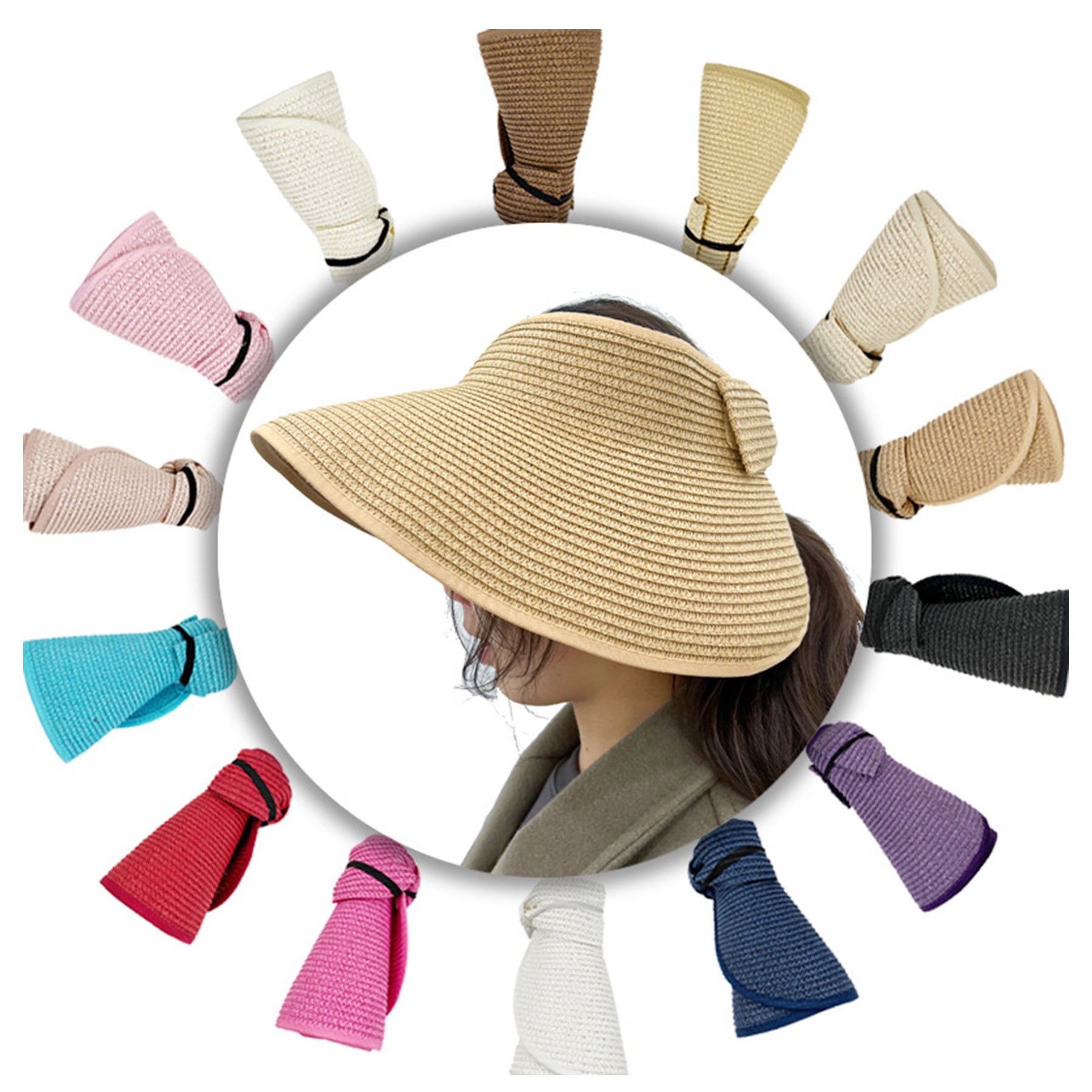 Foldable Wide Brim Hat Empty Straw Hat 3