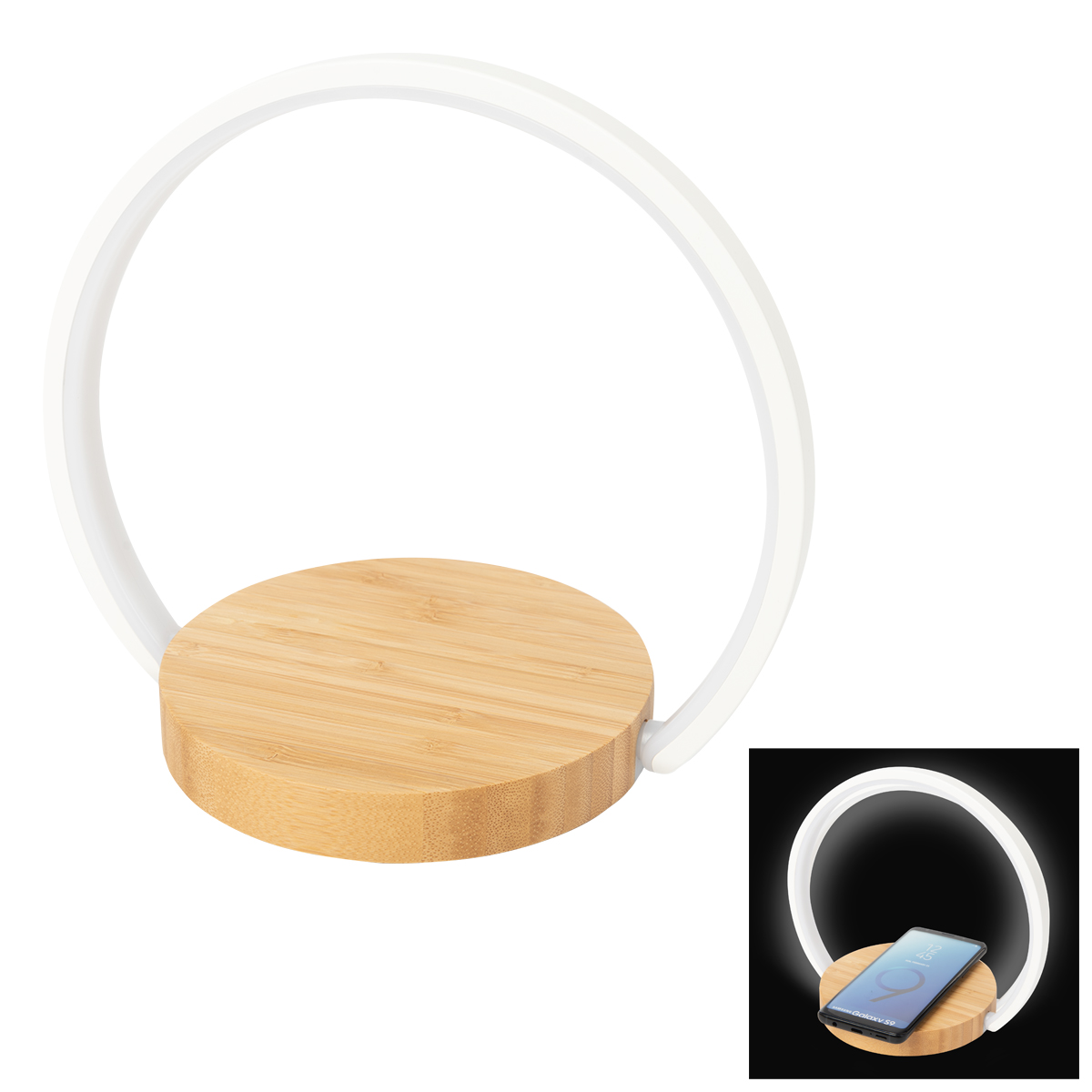 Bamboo Wireless Charger Night Light 3