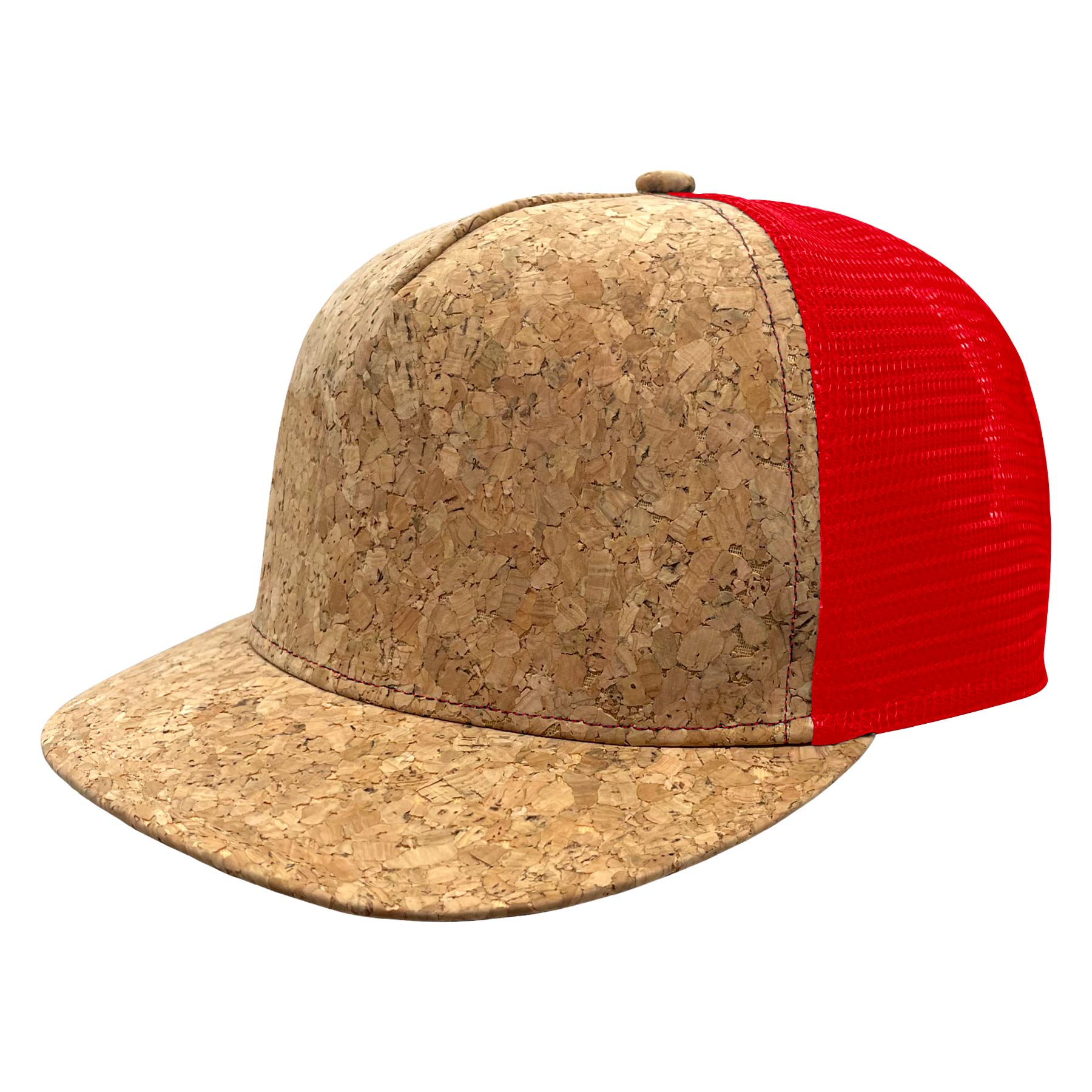 Cork Flat Visor 5 Panel Snapback Mesh Back Trucker Hat 14