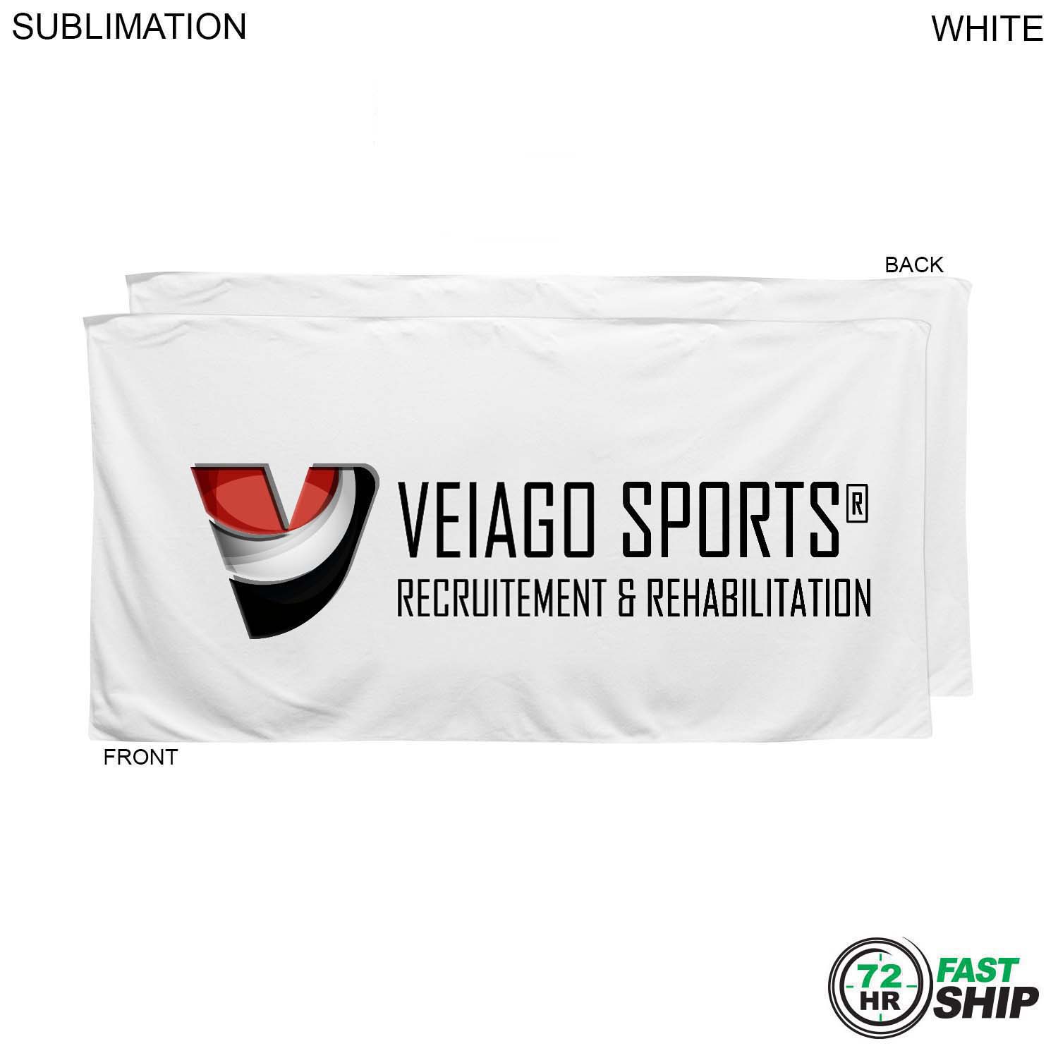 72 Hr Fast Ship - Plush and Soft White Velour Terry Cotton Blend Shower Towel, 24x48, Sublimated 8