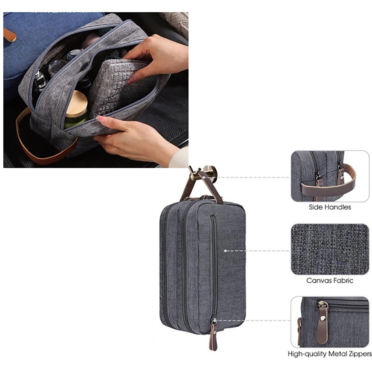 Canvas Toiletry Bag Hanging Dopp Kit Unisex 1