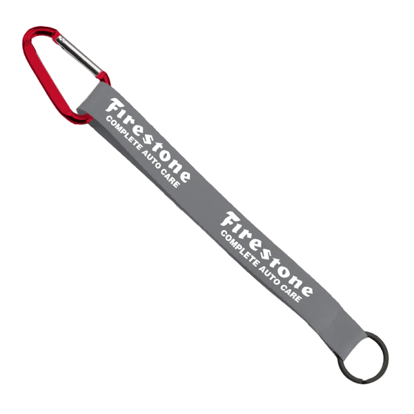 3/4" Sewn Polyester Keychain with Metal Split-Ring and Carabiner 135