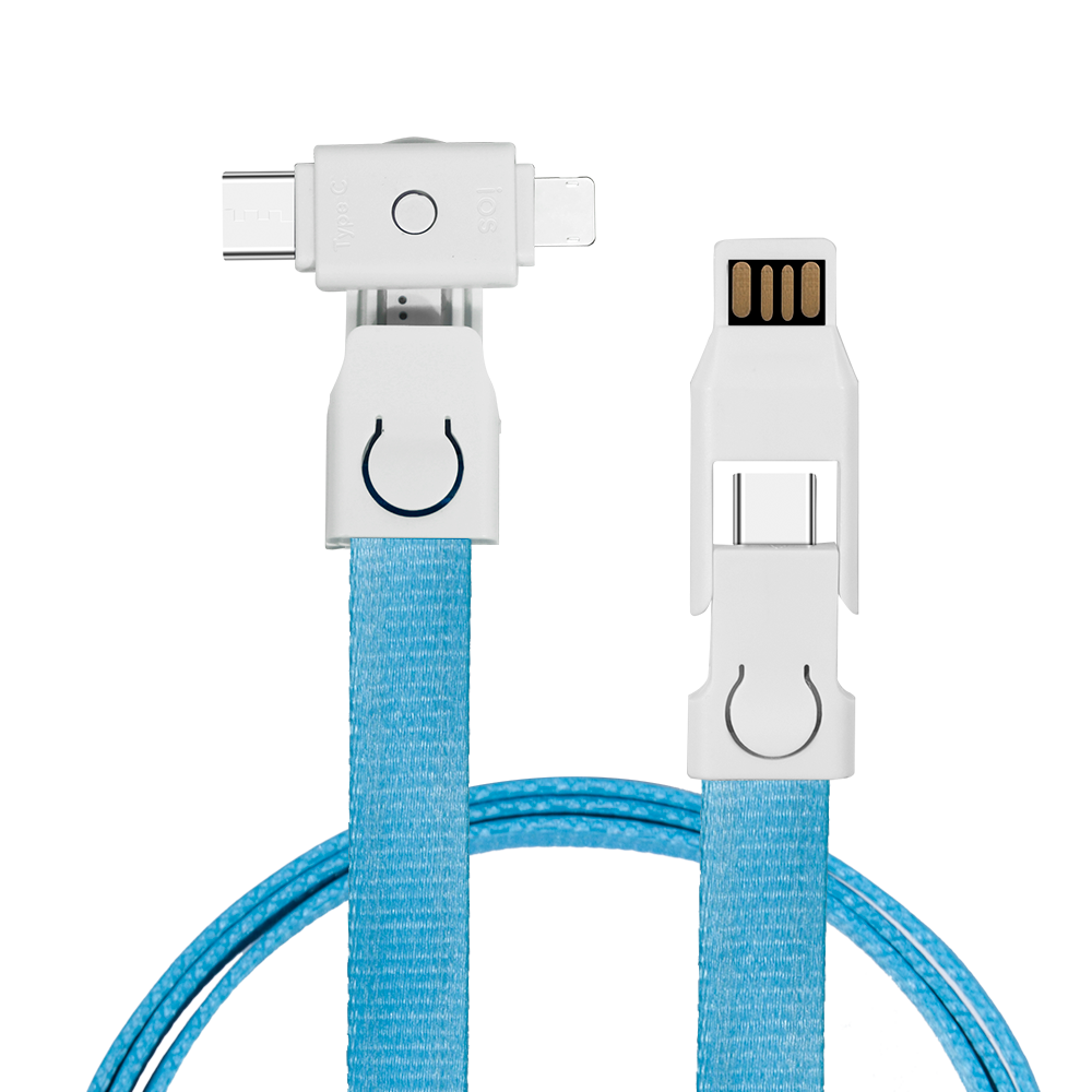 Justine Street 900cm Lanyard, 4in1 Charging Cable w/ USB Tip and Type C 10