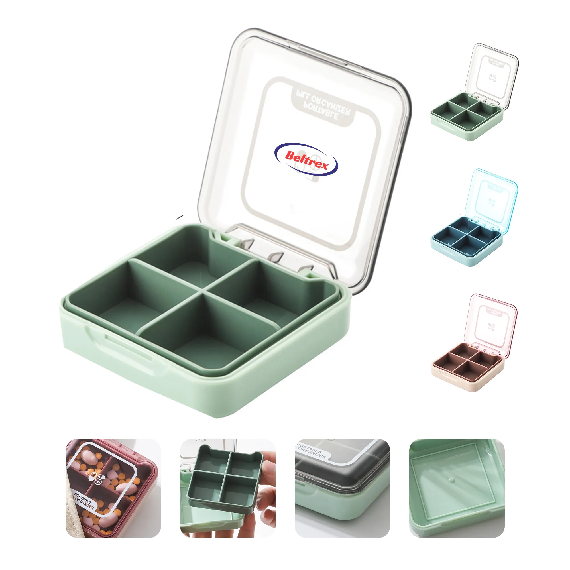 Portable 4-Compartment Pill Box for 3-Day Supply 6