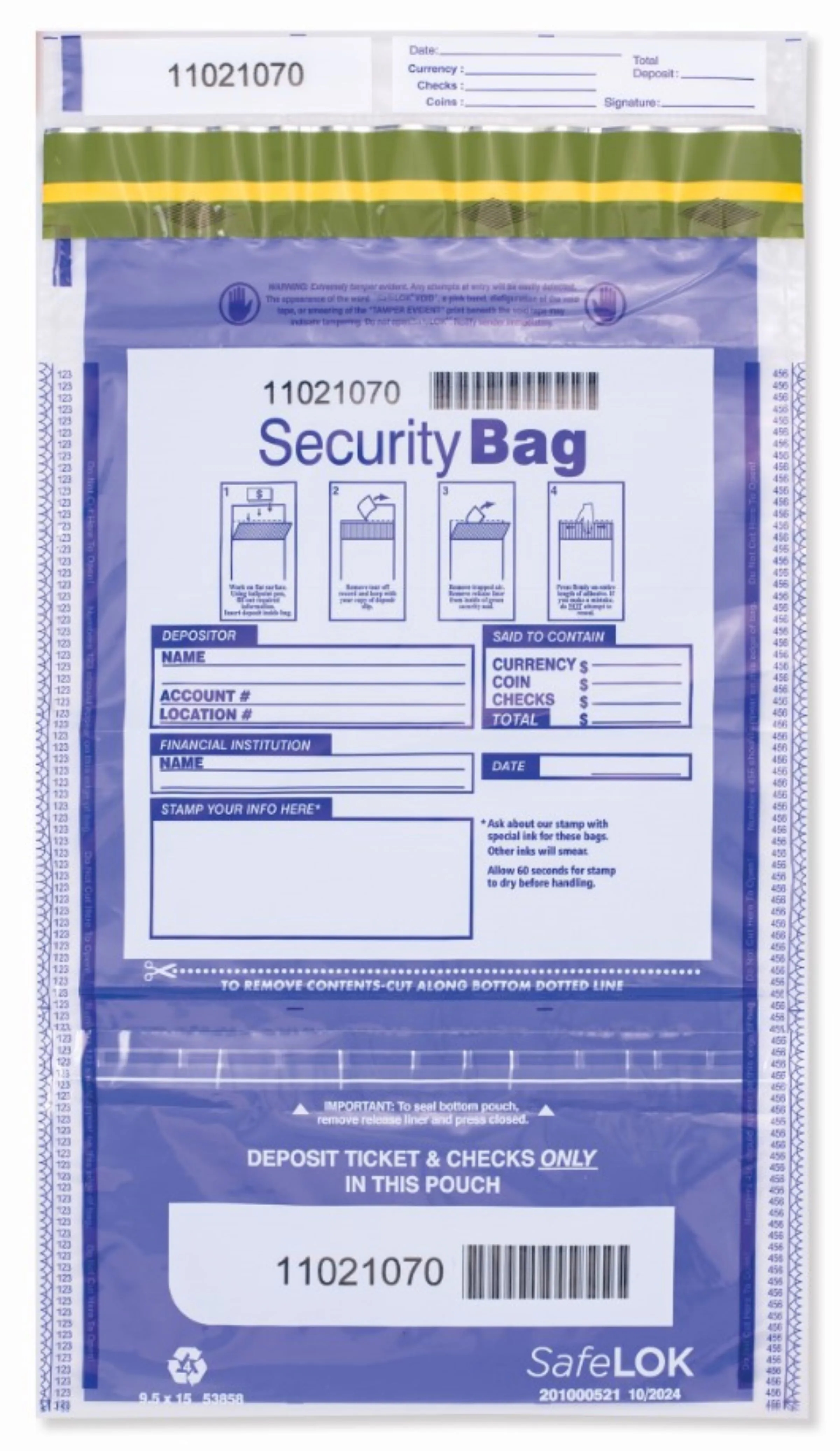 Deposit Bags, Dual Pocket, Clear Front, Opaque Back 1