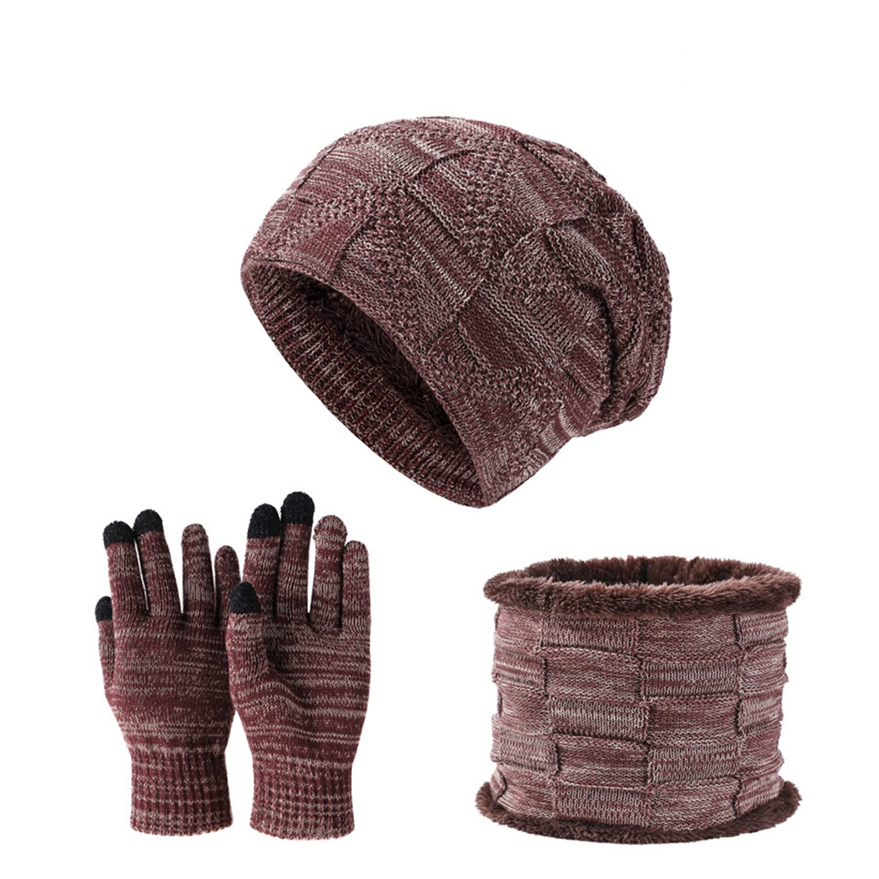 Winter Beanie Hat Scarf and Touch Screen Gloves Set 2