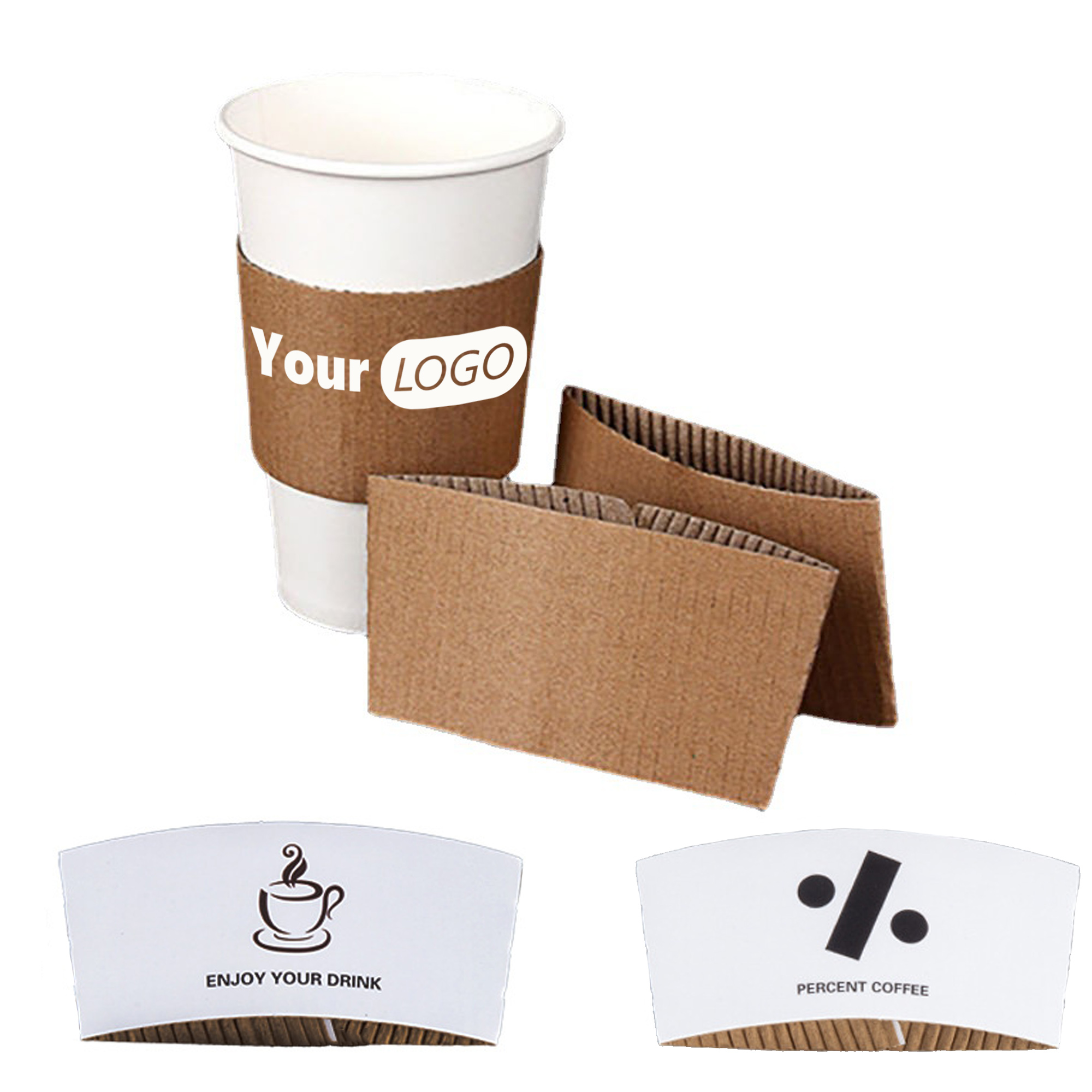 8oz to 16oz Craft Paper Coffe Cup Sleeves, custom koozie with logo imprint 4