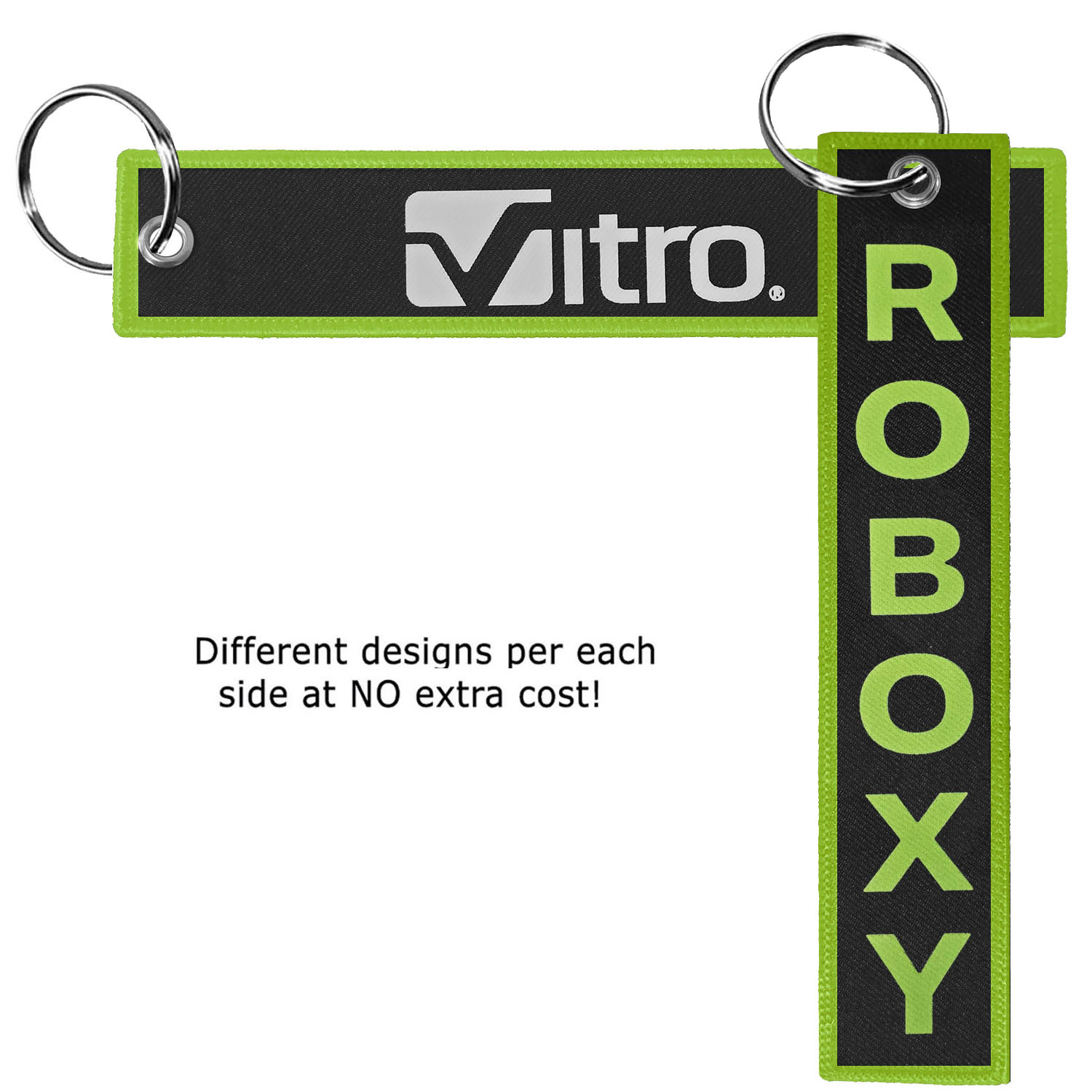 1 ¼" x 6 ¼" Two Sided Key Ring with DTF 2