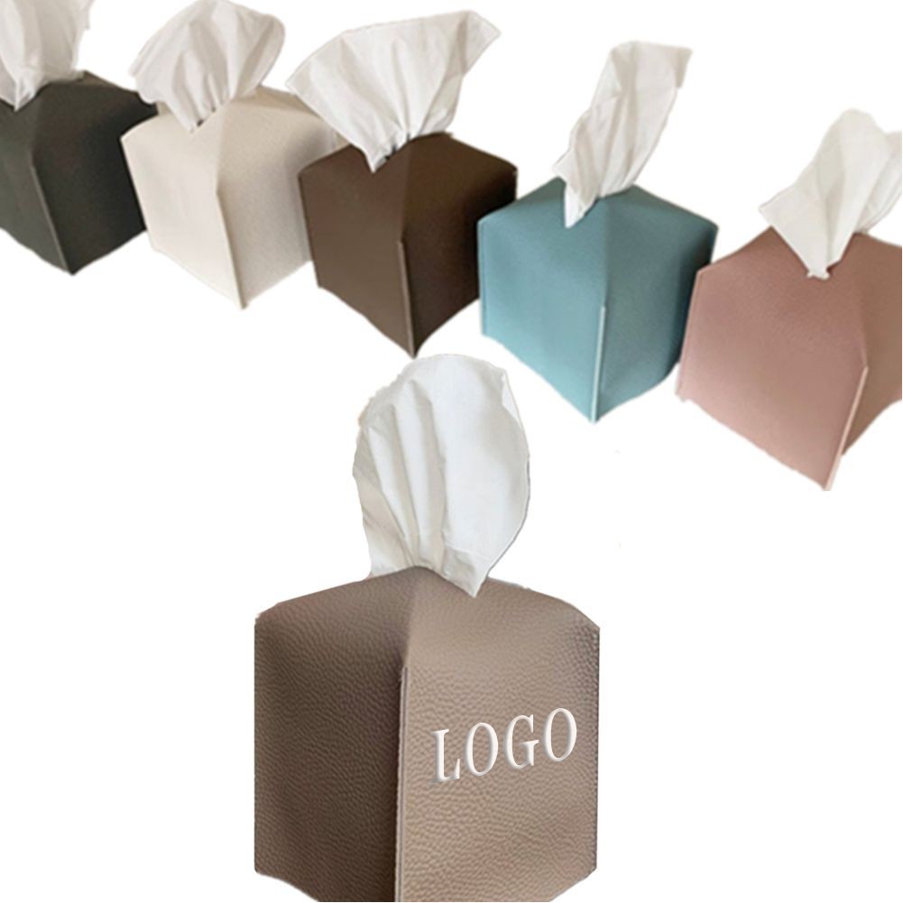 Square Leather Cube Tissue Box 4