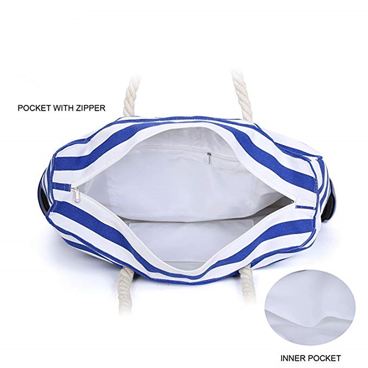 Maritime Stripes Beach Bag With Zipper 7