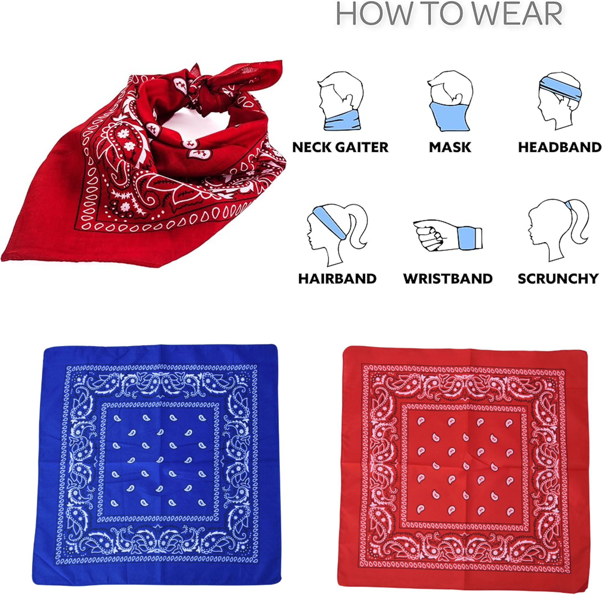 Multifunctional Polyester Bandanna Square Scarf 2