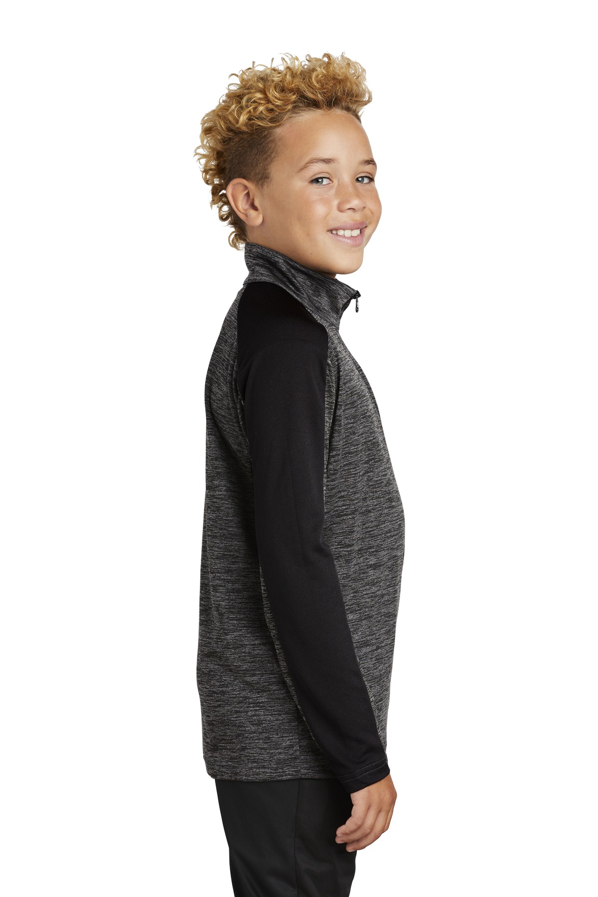 Sport-Tek Youth PosiCharge Electric Heather Colorblock 1/4-Zip Pullover. YST397 14