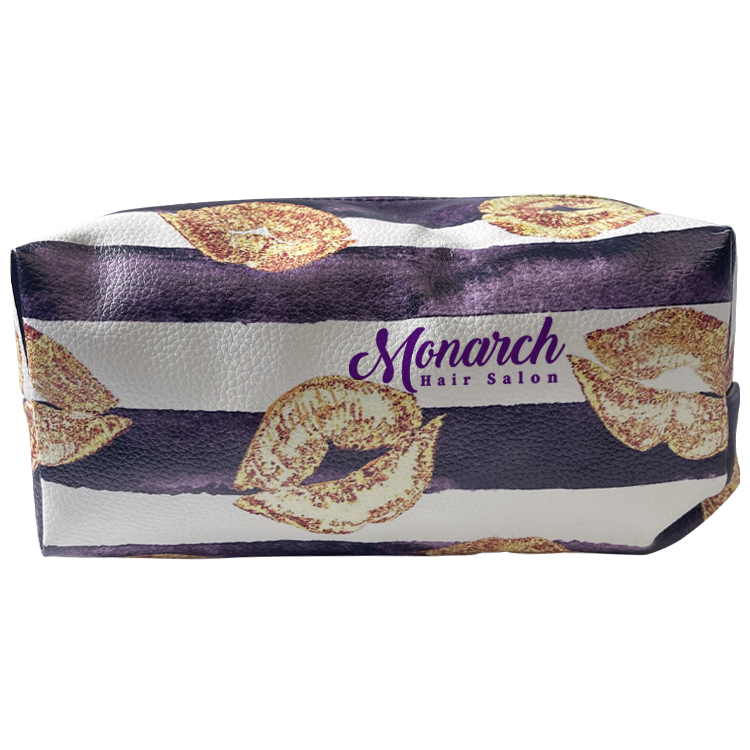 Medium Vegan Leather Expanded Full Color Amenity Pouch, custom drawstring bag with logo imprint 2