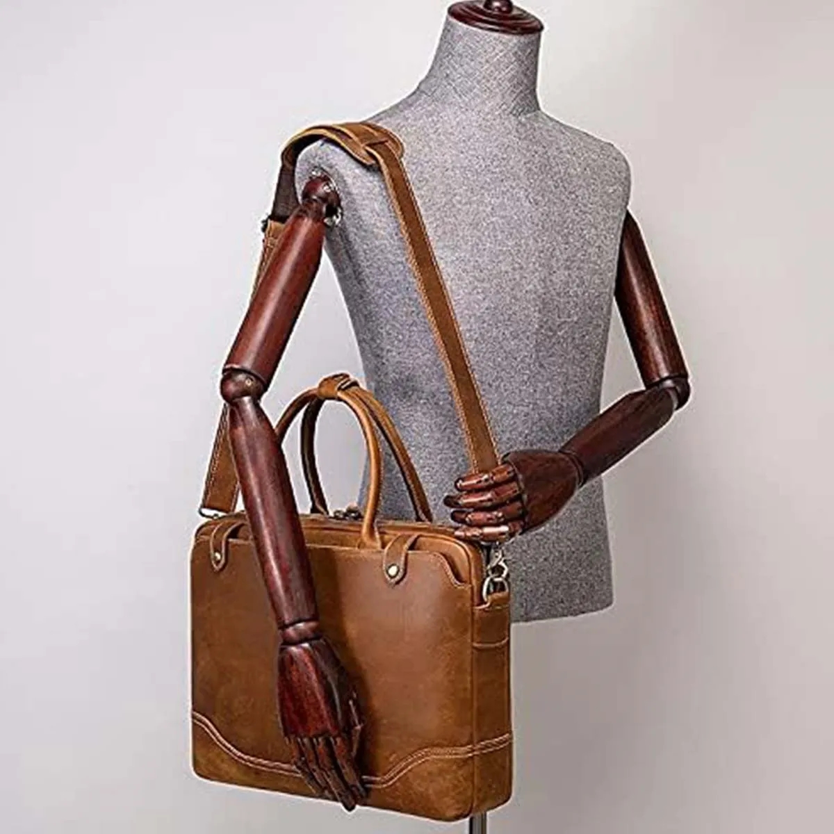 15.6 Inch Laptop Genuine Leather Men's Handbag Briefcase 3