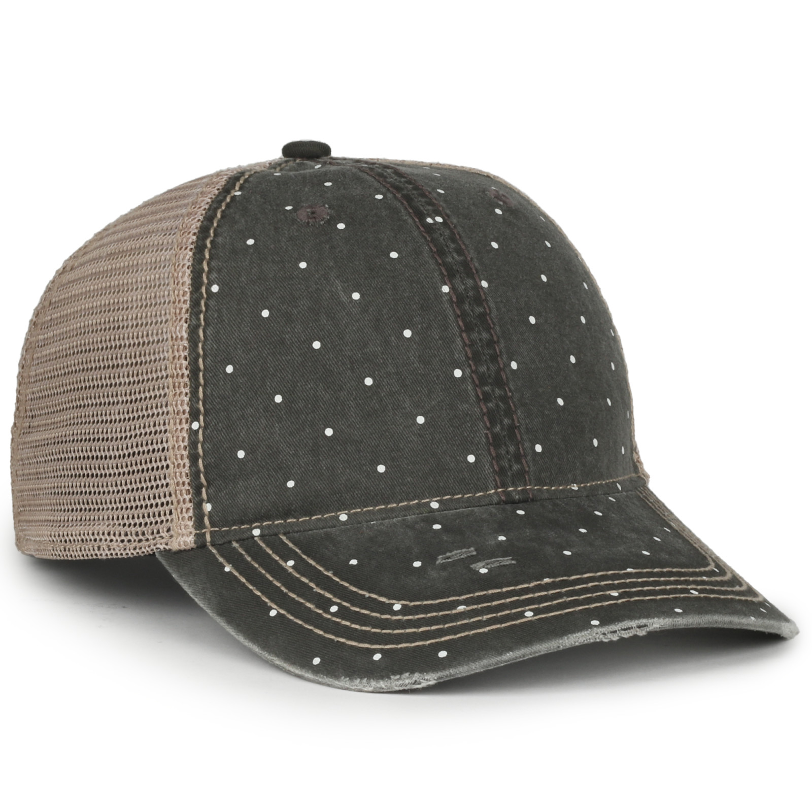Printed Distressed Cap w/Tea-Stained Mesh 4