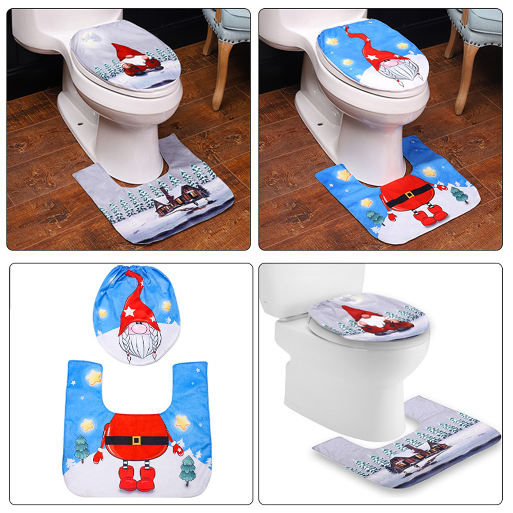 Christmas Rudolph Doll Toilet Seat Cover Set, promotional household item with logo imprint 2