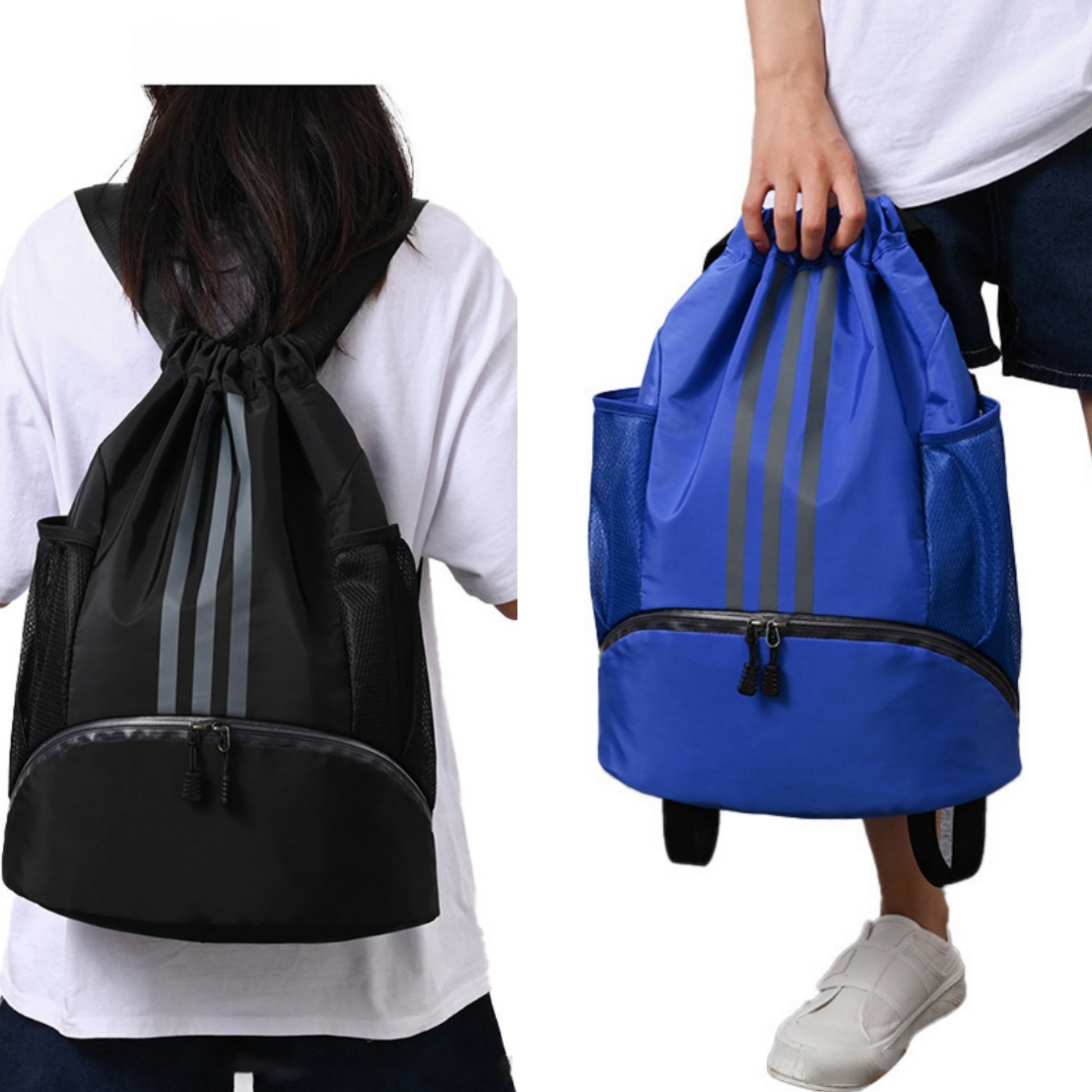 Sports Drawstring Backpack with Shoes Compartment 8