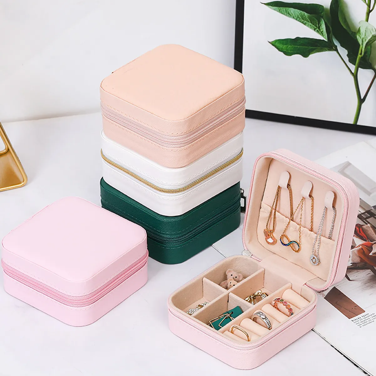 Portable Travel PU Jewelry Box Case Storage Organizer Holder 7