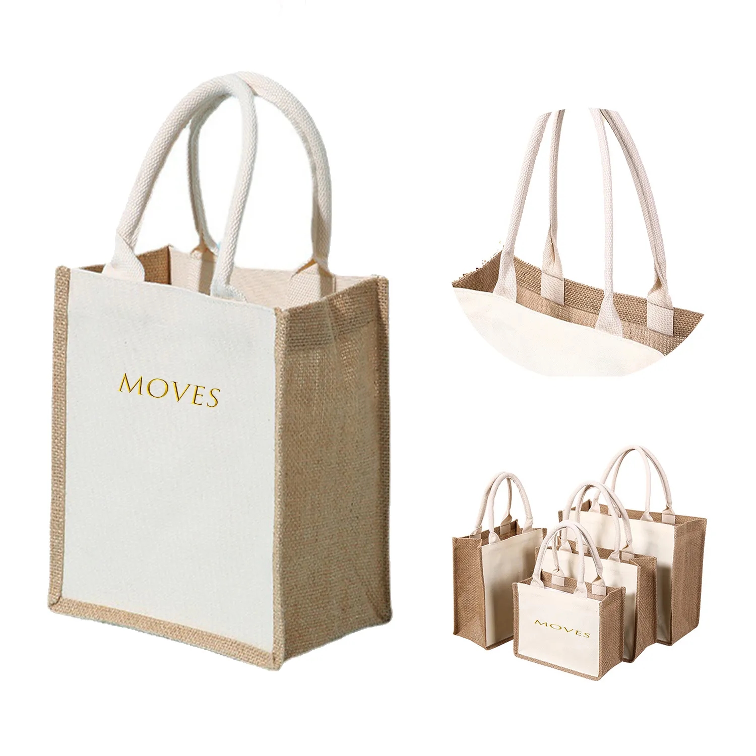 Jute/Cotton Tote Bag, custom tote bag with logo imprint 5