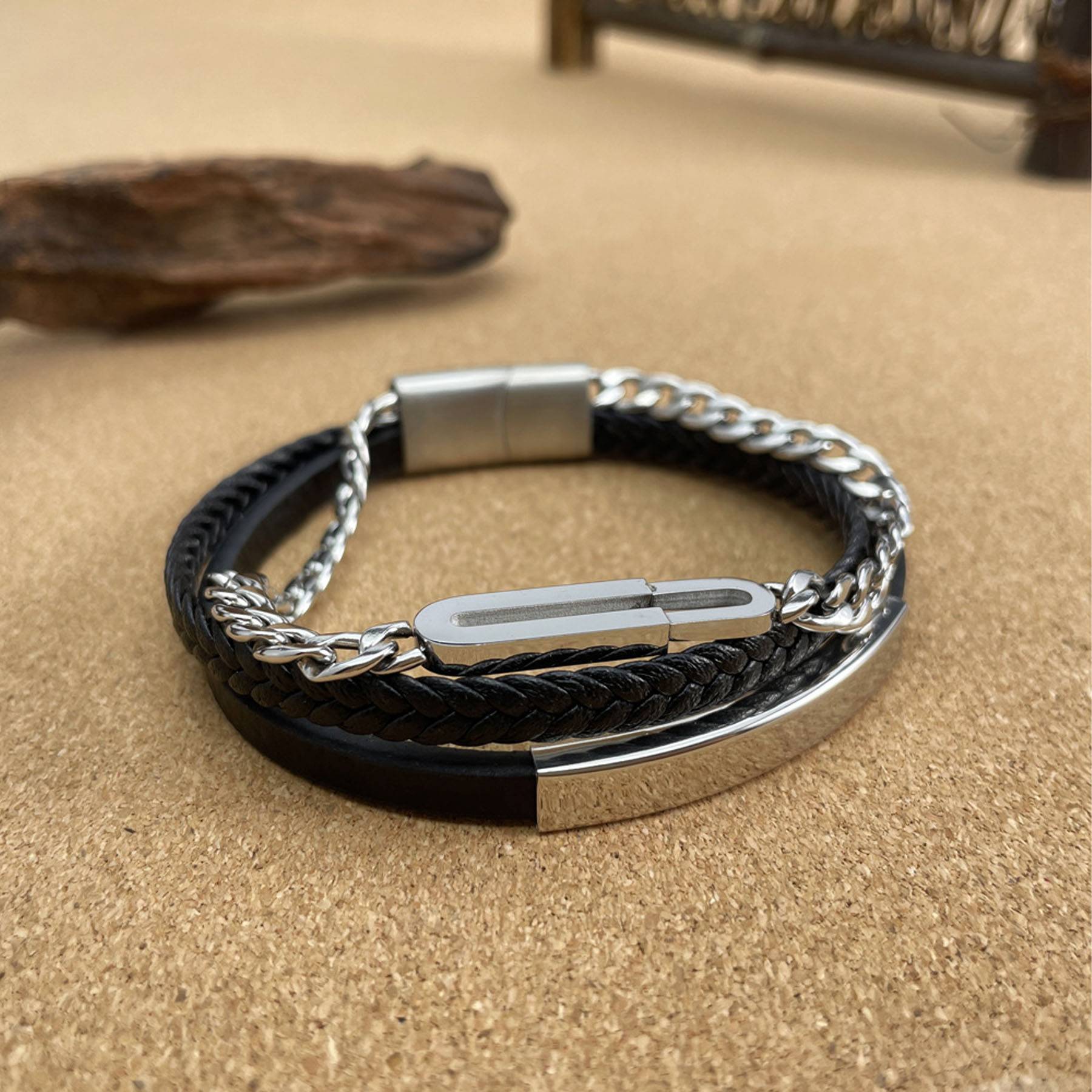 Multi layer woven leather bracelet 7