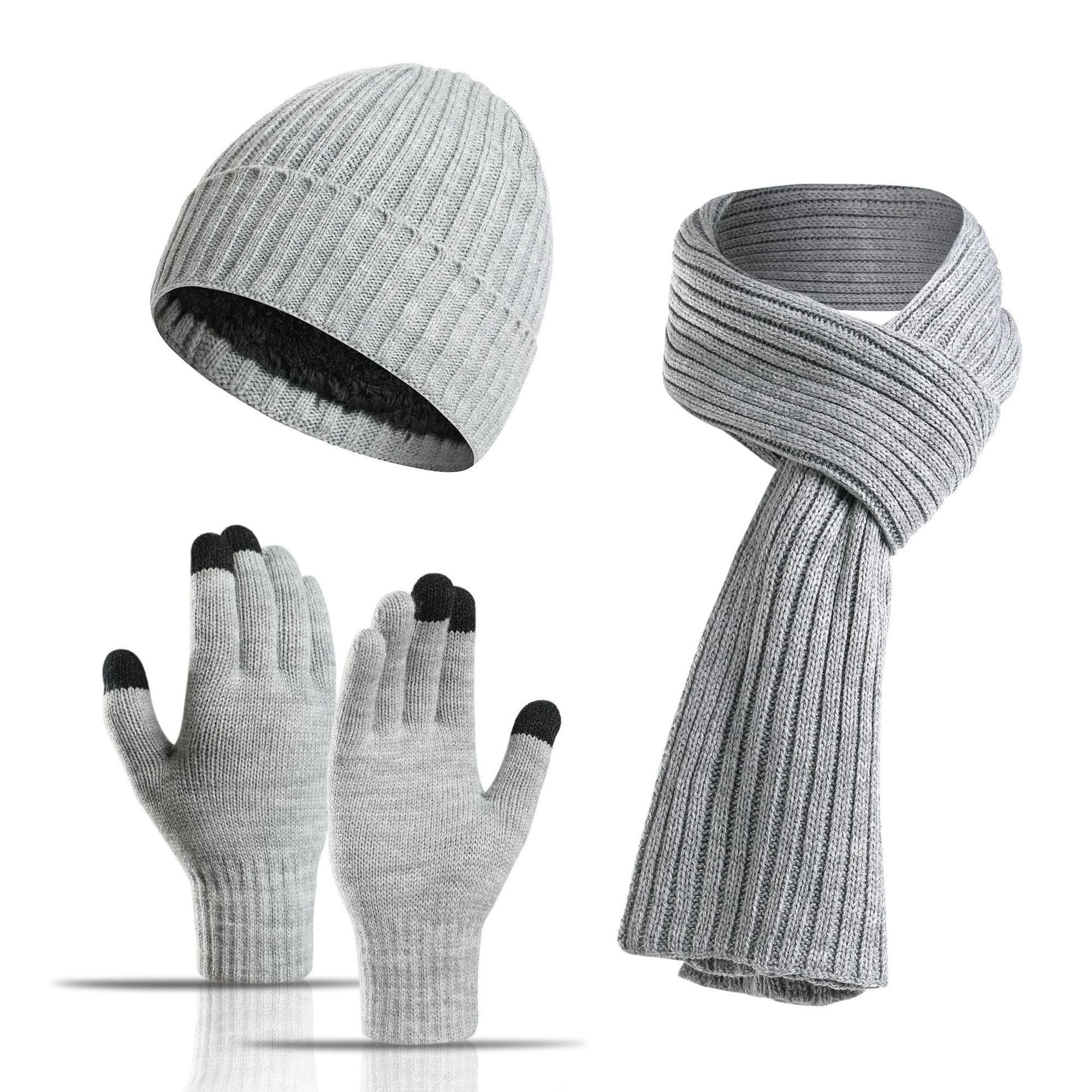 Acrylic Warm Hat Scarf Gloves Ensemble 3