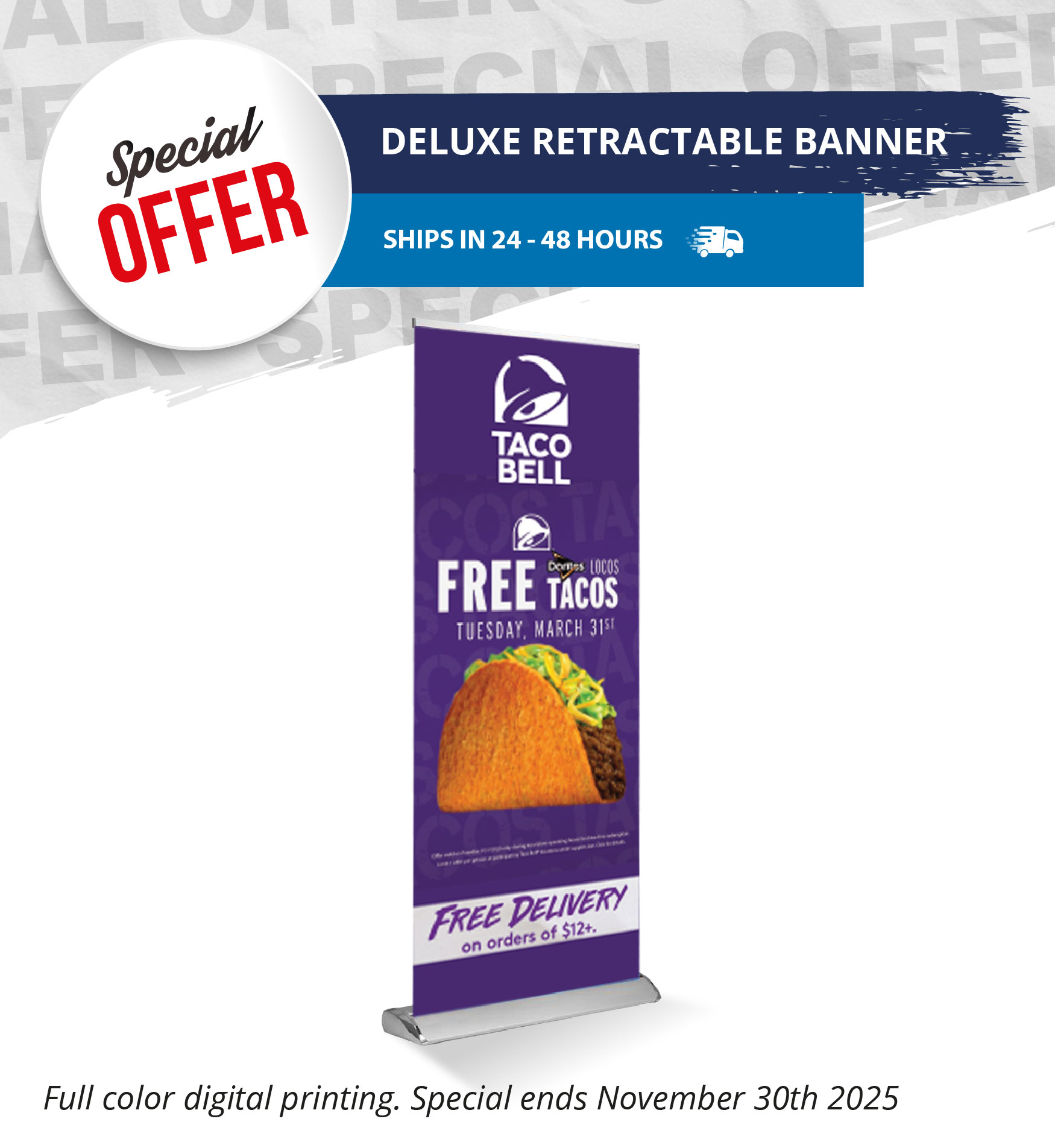Below EQP Retractable Banner Deluxe Single Sided (33" x 81")