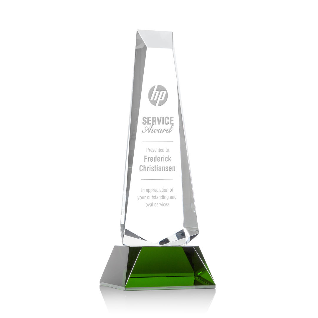 Rustern Obelisk Award on Base - Green 6
