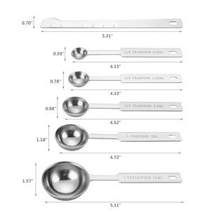6 In 1 Stainless Steel Measuring Spoon With Leveler Engraved Measurement Marks 21