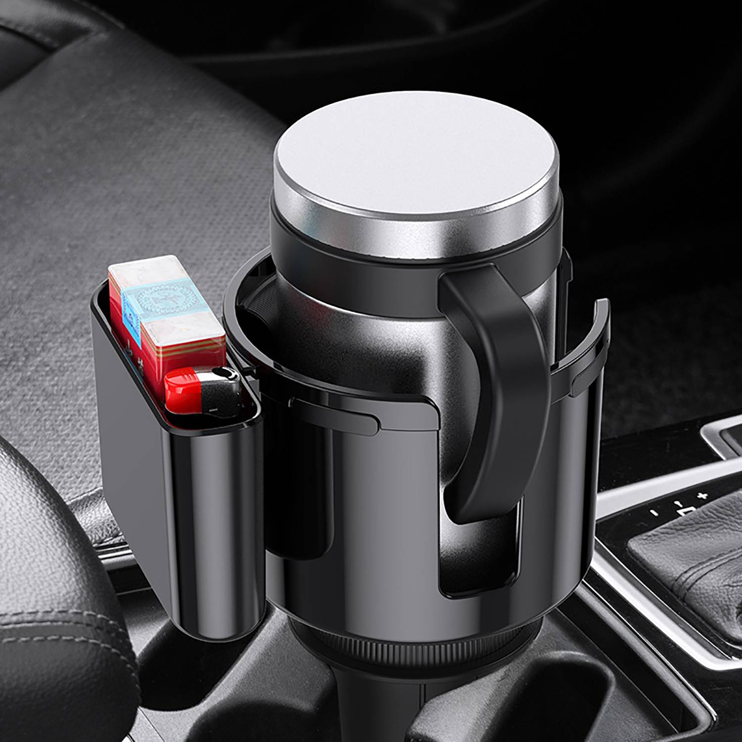 2 in 1 ABS Car Cup Holder Expander w/ Phone Mount 4