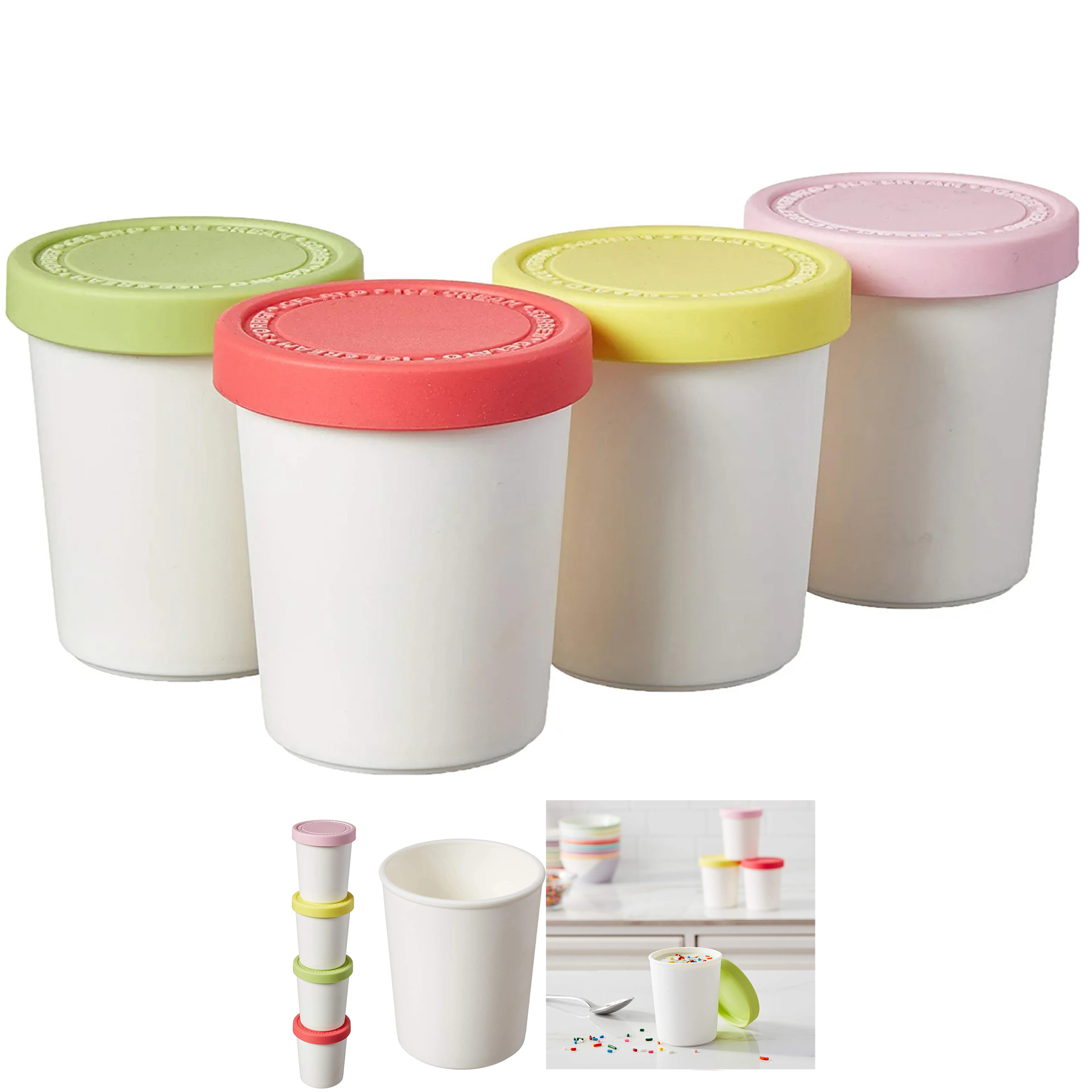  6 Oz Easy Stacking Reusable Ice Cream Container