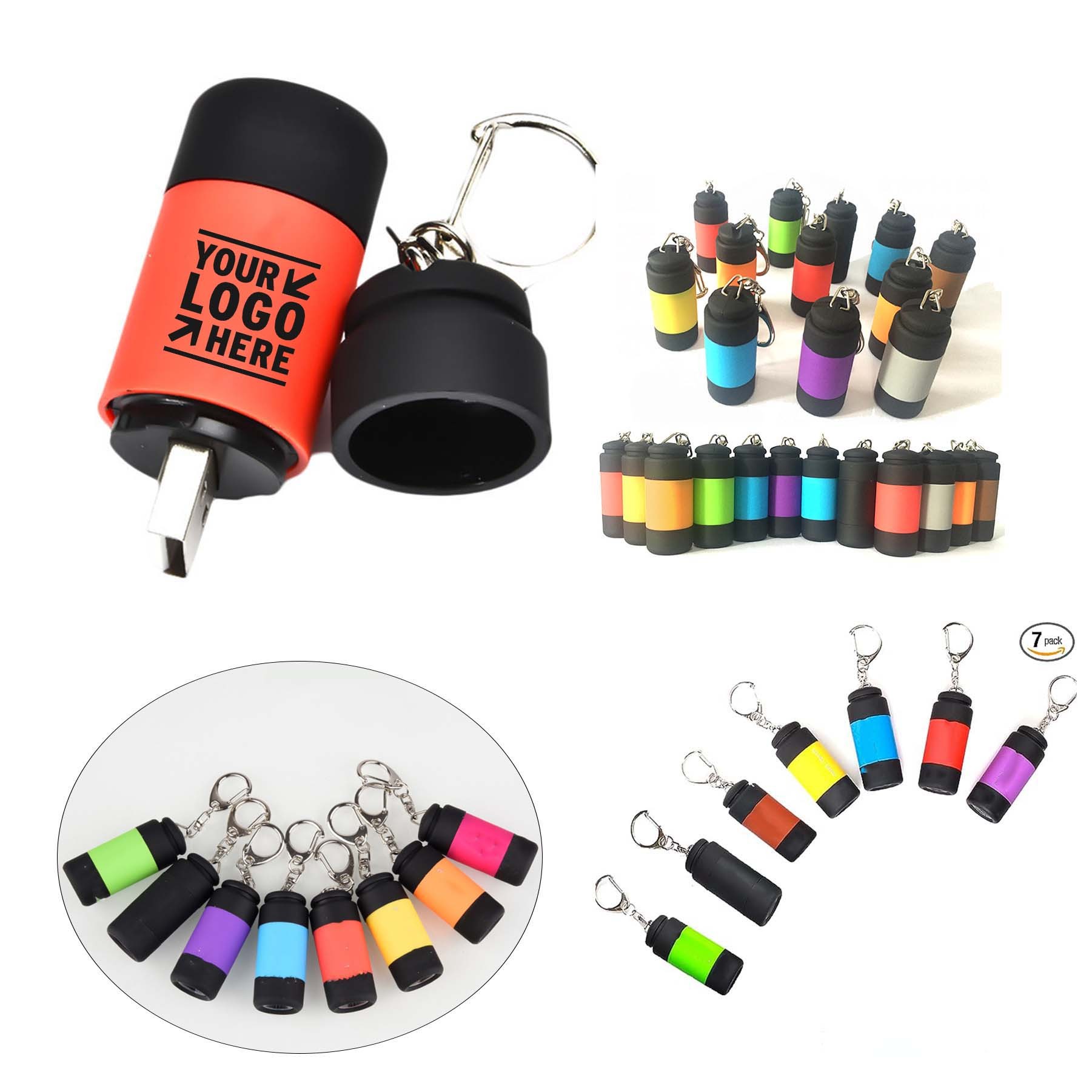 Kids Adult Small Colorful LED Rechargeable Cussity Mini Waterproof Pocket Keychain Flashlight 1
