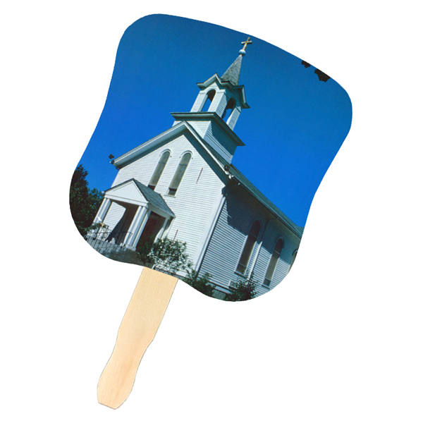 Stock Design Hand Fan-White Church