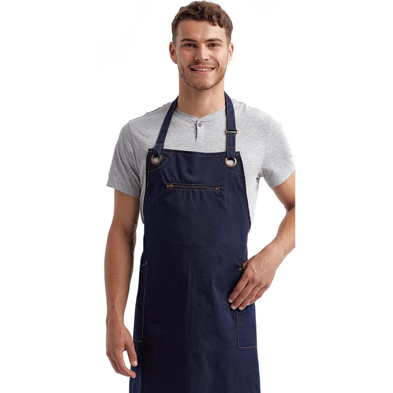 Artisan Collection By Reprime Unisex 'Barley' Contrast Stitch Recycled Bib Apron 4