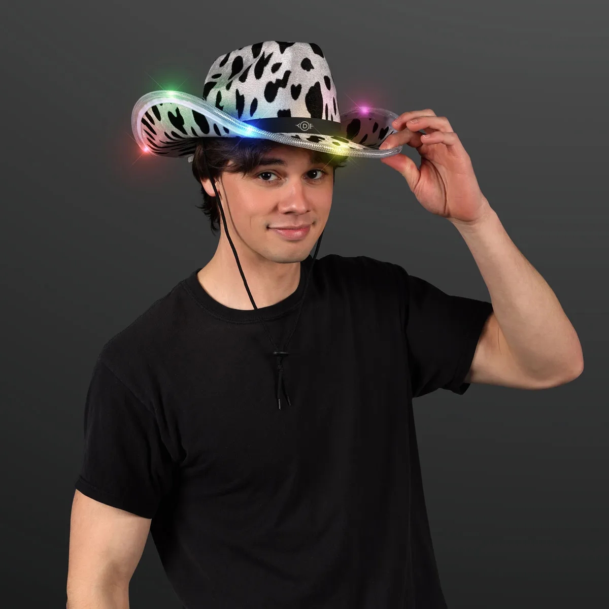 LED Cow Print Hat with Black Band 3